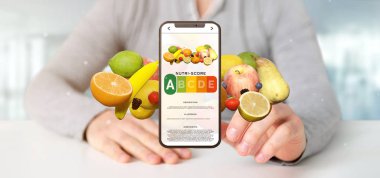 İş adamının elinde mobil yiyecek uygulaması var - 3D görüntüleme