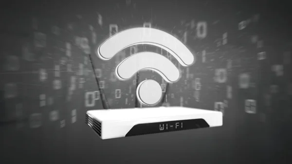 Wifi-router och data - 3D-rendering — Stockfoto