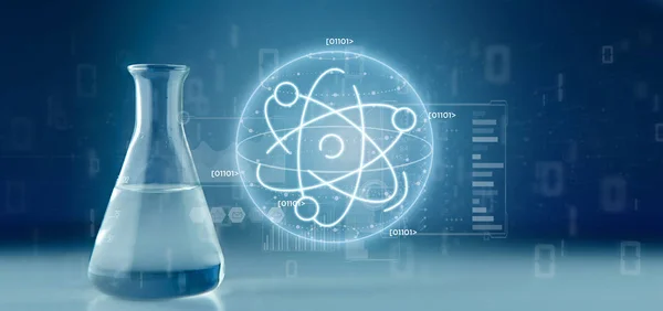 View Atom Icon Surrounded Data Lab Background — Stock Photo, Image