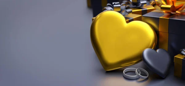 Valentijnsdag illustratie met hart - 3d rendering — Stockfoto