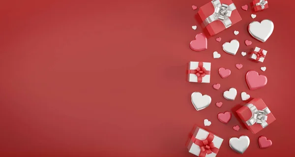 Alla hjärtans dag illustration med hjärta - 3D-rendering Stockfoto