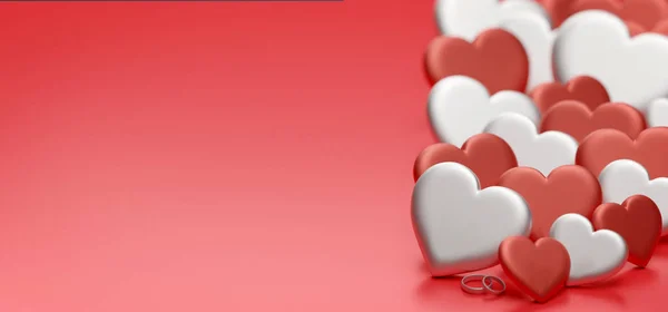 Valentin-nap illusztráció szívvel - 3d renderelés Jogdíjmentes Stock Fotók