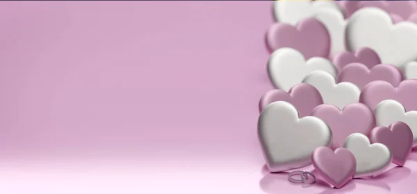 Kalp ile sevgililer günü illüstrasyonu - 3D yorumlama Telifsiz Stok Imajlar
