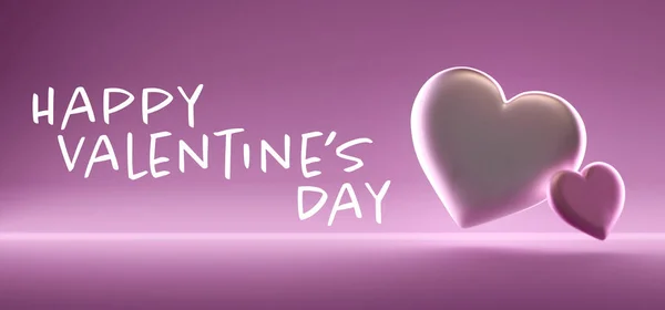 Kalp ile sevgililer günü illüstrasyonu - 3D yorumlama — Stok fotoğraf