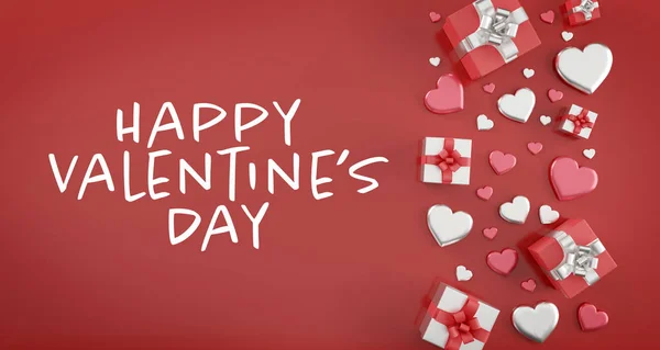 День святого Валентина иллюстрация с сердцем - 3D рендеринг Стоковое Изображение