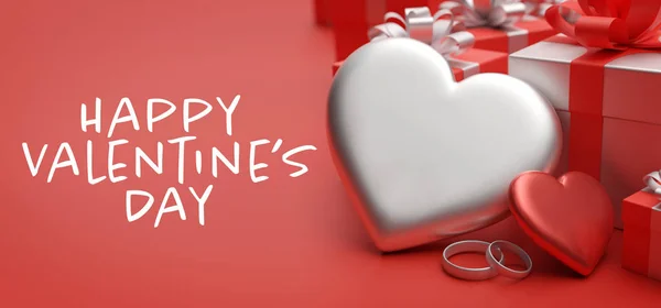 Alla hjärtans dag illustration med hjärta - 3D-rendering Stockbild