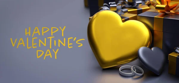 Alla hjärtans dag illustration med hjärta - 3D-rendering Stockfoto