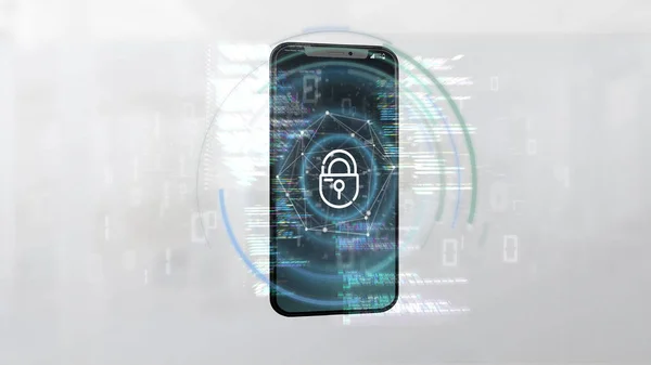 Datos de seguridad y seguridad de teléfonos inteligentes - renderizado 3d — Foto de Stock