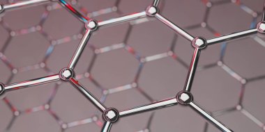 Grafin moleküler nano teknoloji yapı kırmızı bir arka plan üzerinde