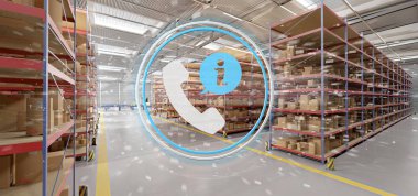 Müşteri hizmet kavramı üzerinde bir ambar arka plan 3d render