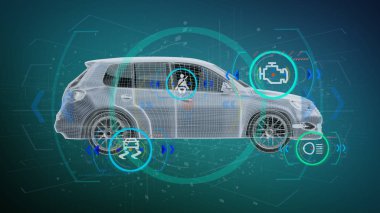 Bir arka plan 3d render üzerinde kontrol Smartcar