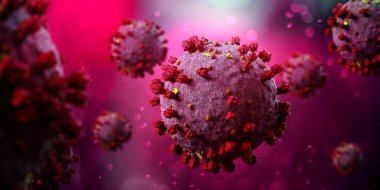 Coronavirus Covid-19 arkaplanının görünümü - 3D görüntüleme