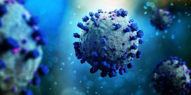 Coronavirus Covid-19 arkaplanının görünümü - 3D görüntüleme