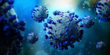 Coronavirus Covid-19 arkaplanının görünümü - 3D görüntüleme