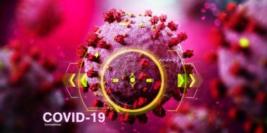 Coronavirus Covid-19 arkaplanının görünümü - 3D görüntüleme