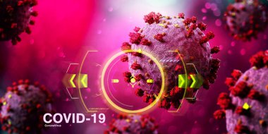 Coronavirus Covid-19 arkaplanının görünümü - 3D görüntüleme