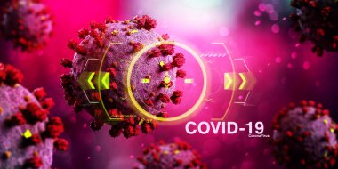 Coronavirus Covid-19 arkaplanının görünümü - 3D görüntüleme