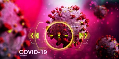 Coronavirus Covid-19 arkaplanının görünümü - 3D görüntüleme