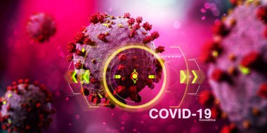 Coronavirus Covid-19 arkaplanının görünümü - 3D görüntüleme