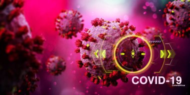 Coronavirus Covid-19 arkaplanının görünümü - 3D görüntüleme