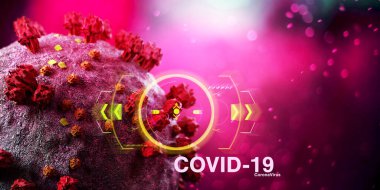 Coronavirus Covid-19 arkaplanının görünümü - 3D görüntüleme