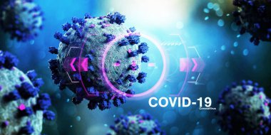 Coronavirus Covid-19 arkaplanının görünümü - 3D görüntüleme