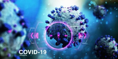 Coronavirus Covid-19 arkaplanının görünümü - 3D görüntüleme