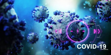 Coronavirus Covid-19 arkaplanının görünümü - 3D görüntüleme