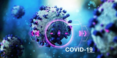 Coronavirus Covid-19 arkaplanının görünümü - 3D görüntüleme