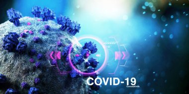 Coronavirus Covid-19 arkaplanının görünümü - 3D görüntüleme