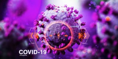 Coronavirus Covid-19 arkaplanının görünümü - 3D görüntüleme