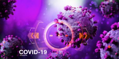 Coronavirus Covid-19 arkaplanının görünümü - 3D görüntüleme