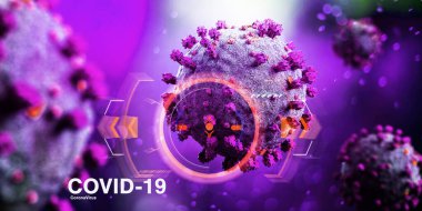 Coronavirus Covid-19 arkaplanının görünümü - 3D görüntüleme