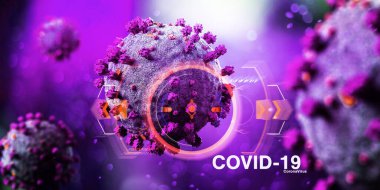 Coronavirus Covid-19 arkaplanının görünümü - 3D görüntüleme