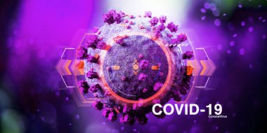 Coronavirus Covid-19 arkaplanının görünümü - 3D görüntüleme