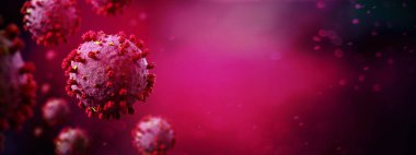 Coronavirus Covid-19 arkaplanının görünümü - 3D görüntüleme