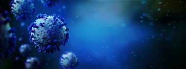 Coronavirus Covid-19 arkaplanının görünümü - 3D görüntüleme
