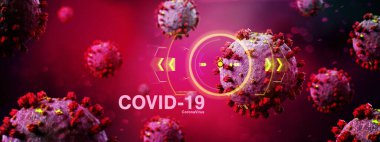 Coronavirus Covid-19 arkaplanının görüntüsü - 3D görüntüleme