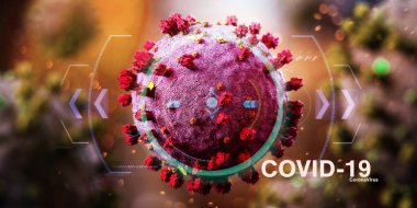 Coronavirus Covid-19 arkaplanının görünümü - 3D görüntüleme