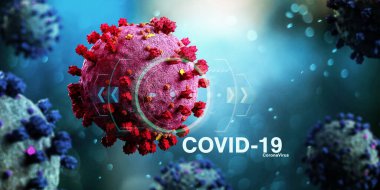 Coronavirus Covid-19 arkaplanının görünümü - 3D görüntüleme