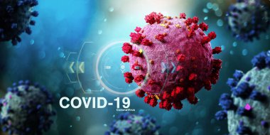 Coronavirus Covid-19 arkaplanının görünümü - 3D görüntüleme