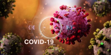 Coronavirus Covid-19 arkaplanının görünümü - 3D görüntüleme