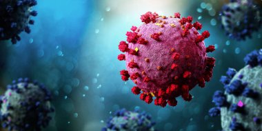 Coronavirus Covid-19 arkaplanının görünümü - 3D görüntüleme