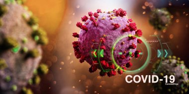 Coronavirus Covid-19 arkaplanının görünümü - 3D görüntüleme