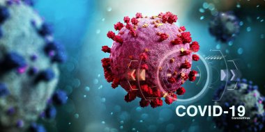 Coronavirus Covid-19 arkaplanının görünümü - 3D görüntüleme