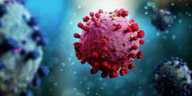 Coronavirus Covid-19 arkaplanının görünümü - 3D görüntüleme