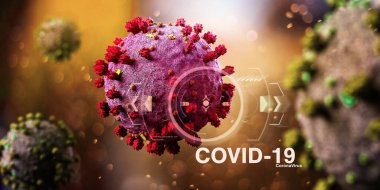 Coronavirus Covid-19 arkaplanının görünümü - 3D görüntüleme