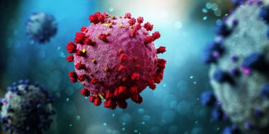 Coronavirus Covid-19 arkaplanının görünümü - 3D görüntüleme