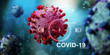 Coronavirus Covid-19 arkaplanının görünümü - 3D görüntüleme