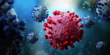 Coronavirus Covid-19 arkaplanının görünümü - 3D görüntüleme